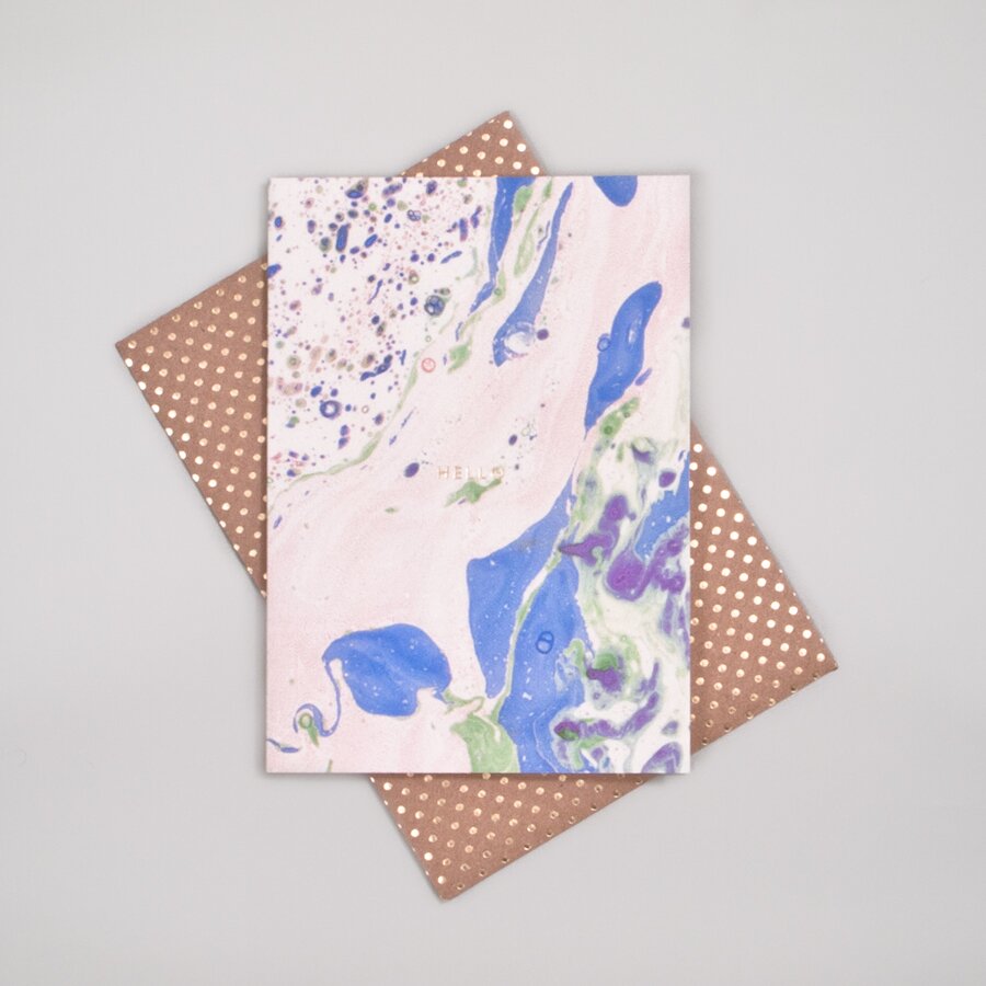 Katie Leamon Marbled Hello Card