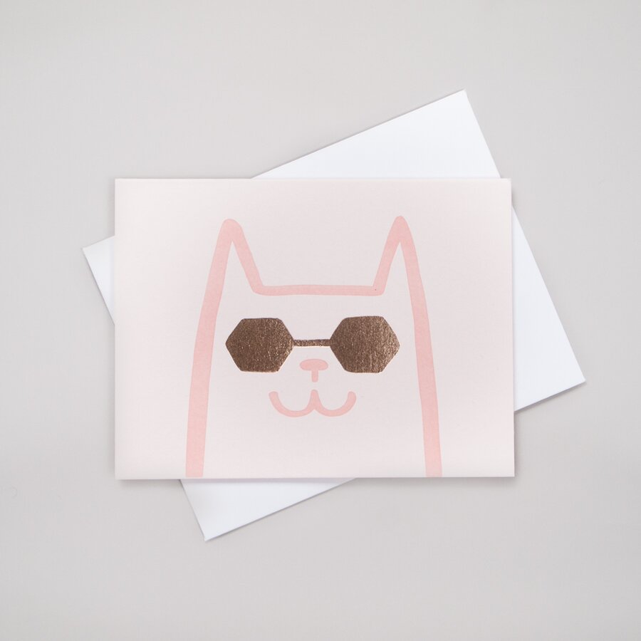 Cat Letterpress Card by Alice Bowsher for Wrap