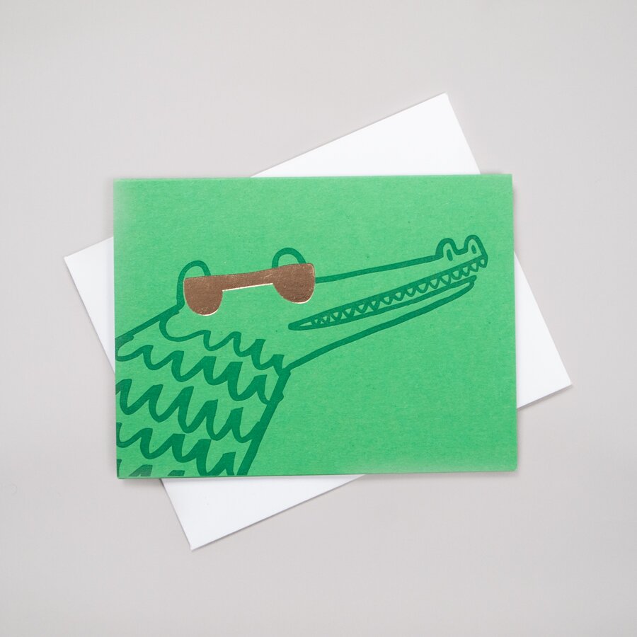 Croc Letterpress Card illustrated by Alice Bowsher for Wrap