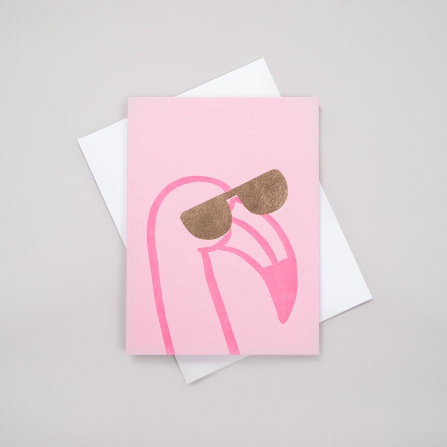 Wrap Flamingo Letterpress Card by Alice Bowsher